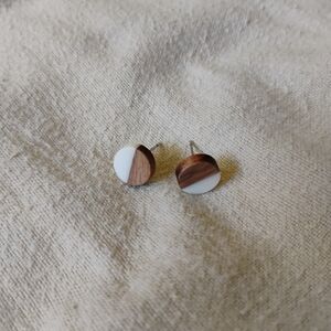 Handmade Wood and Resin Stud Earrings